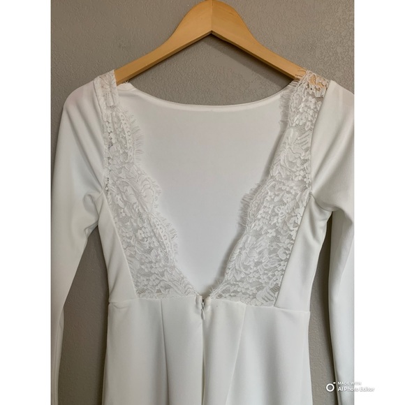 Lulus XS Romantic Moments White Lace Long Sleeve Maxi Dress NWT Wedding - Picture 8 of 17